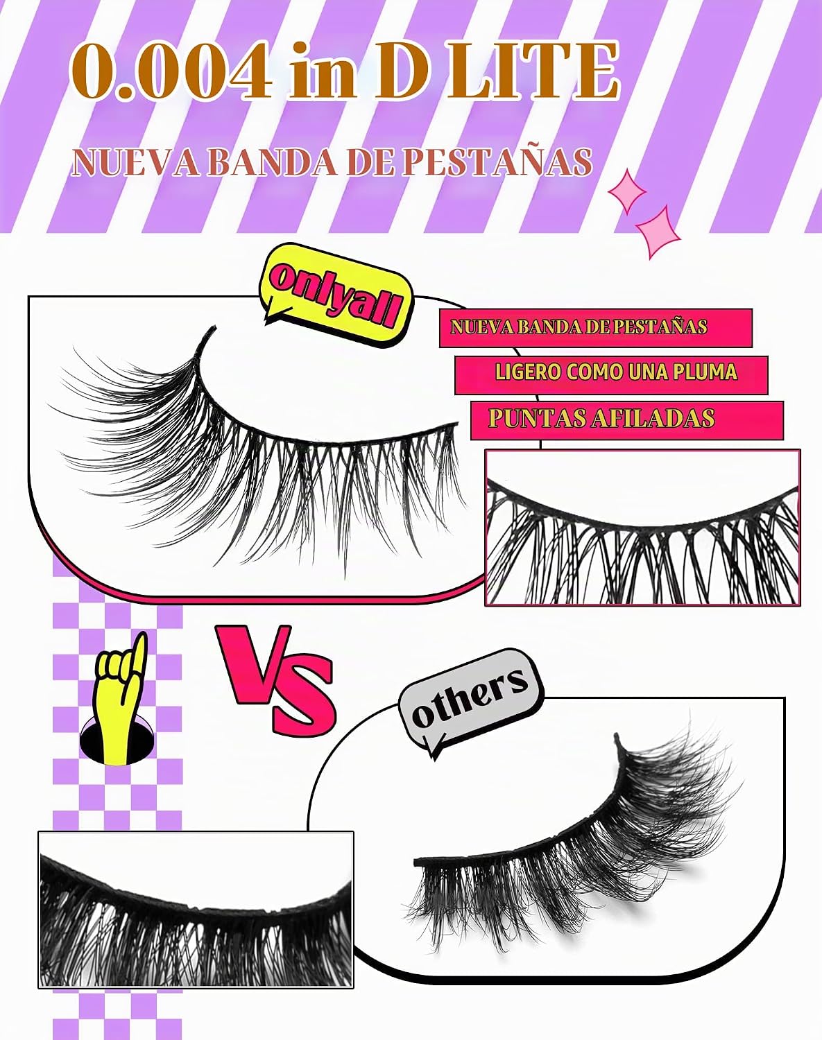 Onlyall Pestañas naturales finas pestañas postizas de aspecto natur...