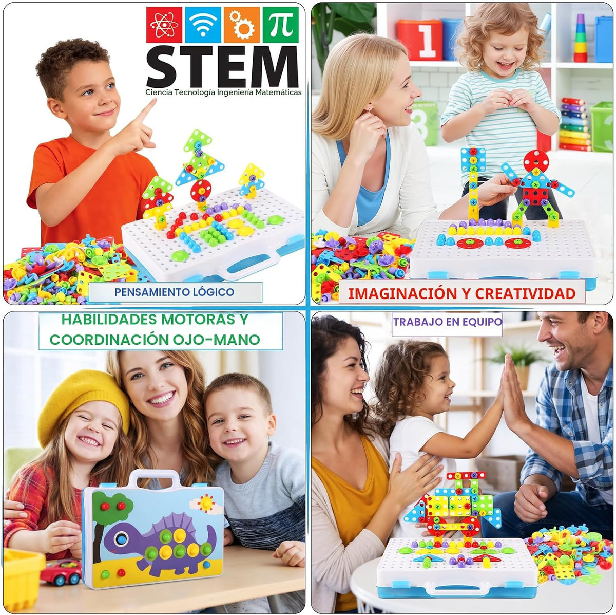 Parhlen Juguetes educativos, bloques de construcción, 244 piezas, d...