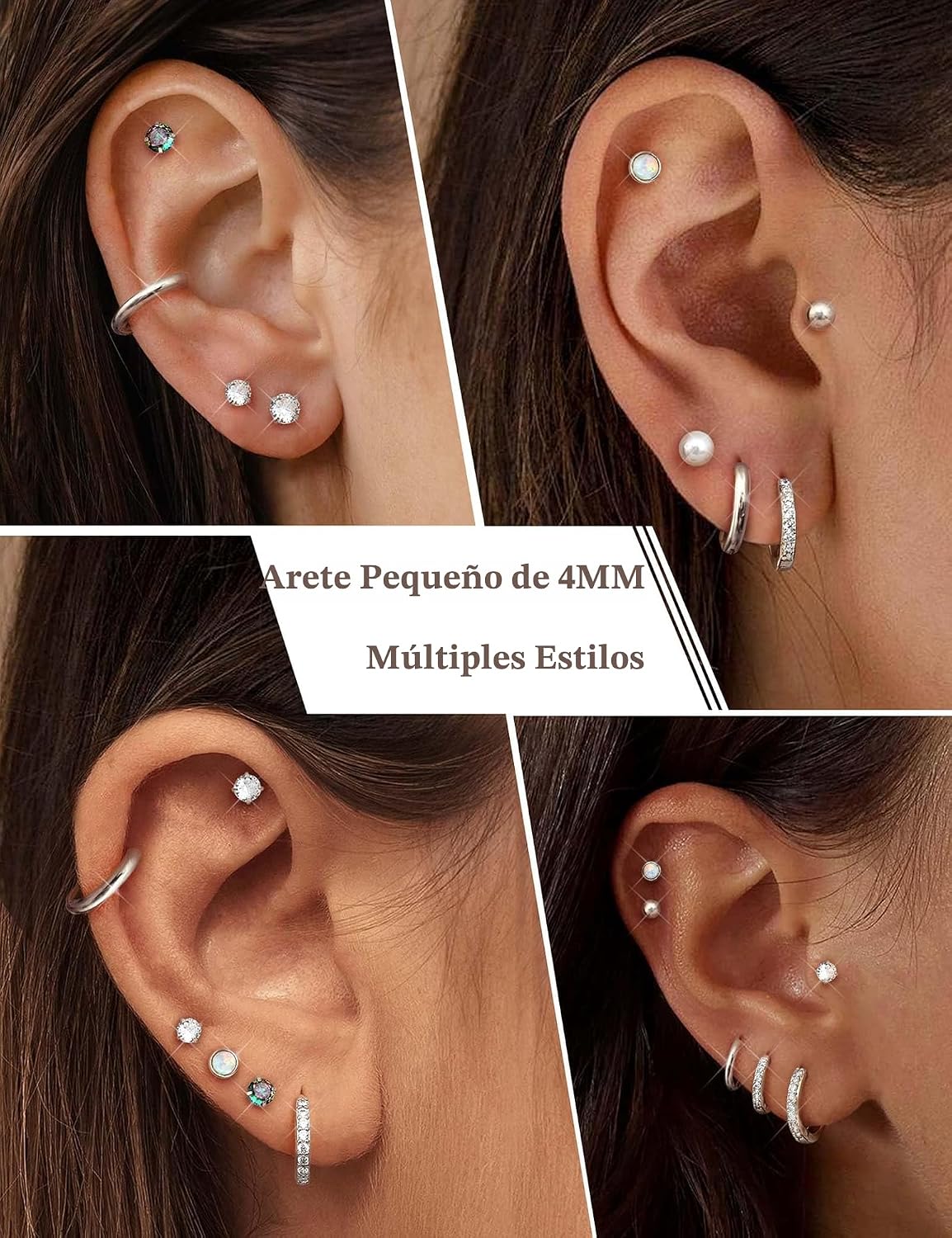 Jstyle Aretes de tuerca con aro hipoalergénicos para mujer, pequeño...