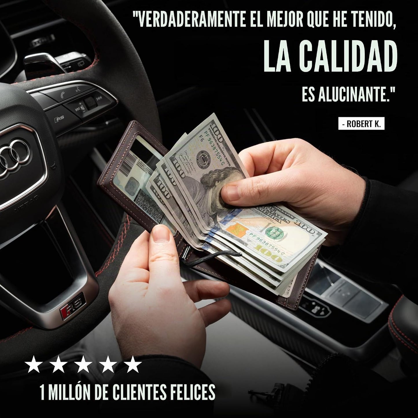 Kings Loot Pinza para billetes cartera minimalista delgada para hom...