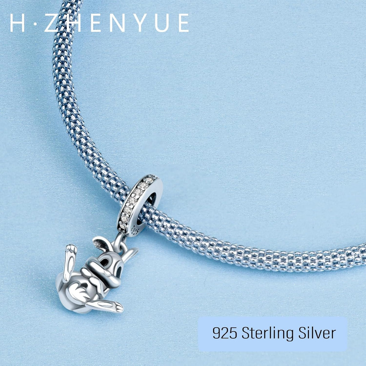 H.ZHENYUE Dijes de plata esterlina 925 con diseño de personaje de p...
