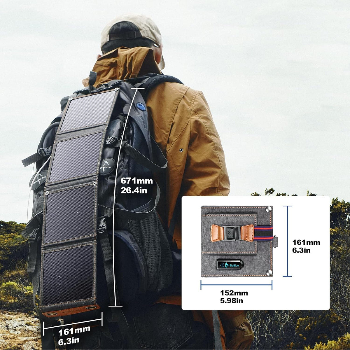 [Cargador solar pequeño mejorado] Paneles solares BigBlue de 14 W S...