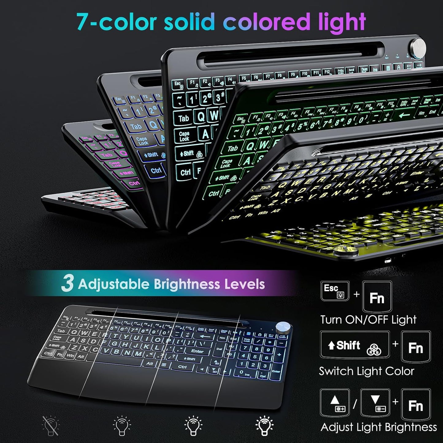 Combo de teclado y mouse inalámbricos de tamaño completo 2.4G, reca...