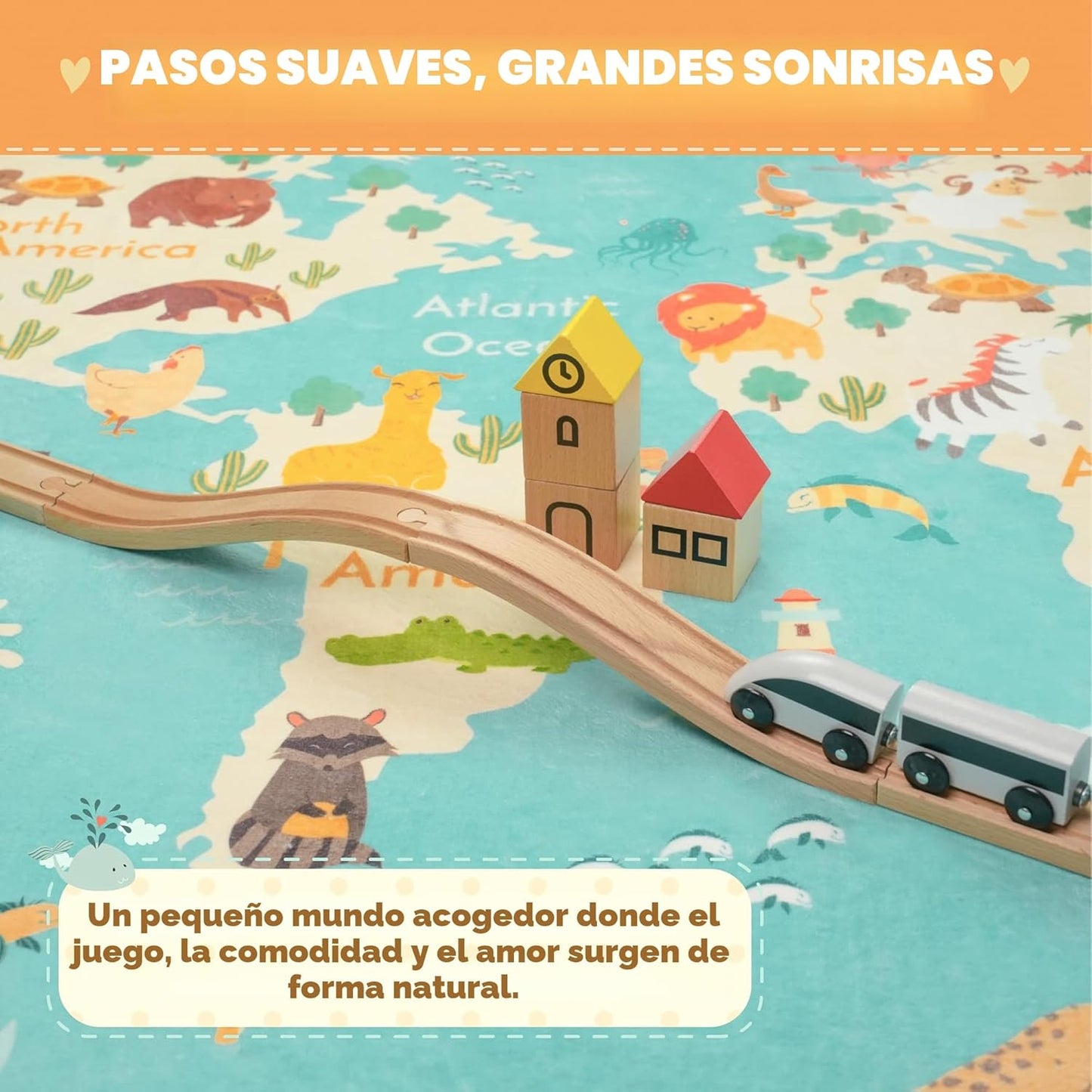 Hazo Haus Alfombra lavable para sala de juegos para niños, alfombra...