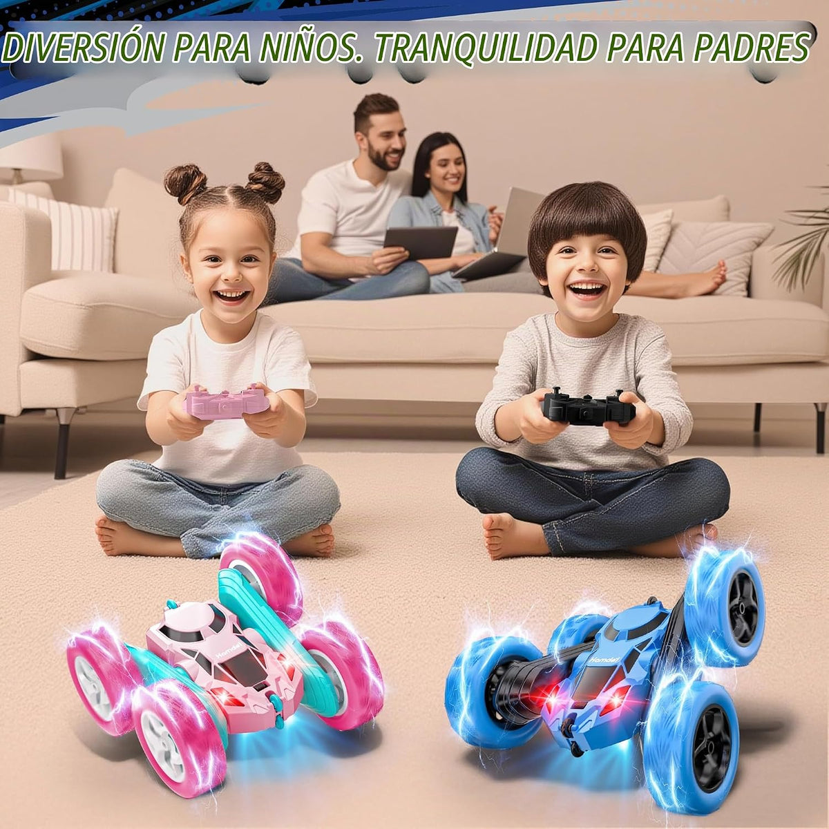 Hamdol Auto de acrobacias con control remoto para niños, juguete RC...