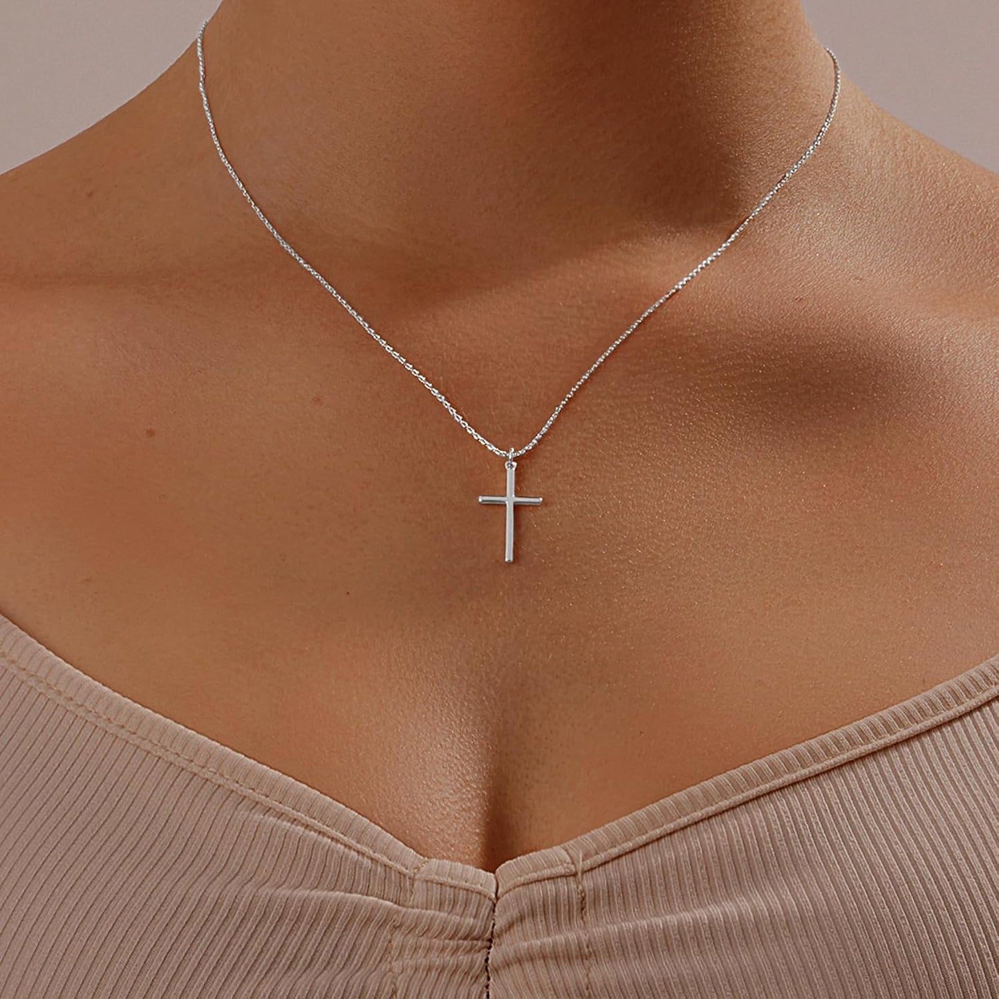 HAXIYA Collar con cruz para mujer, chapado en oro de 14 quilates\/p...