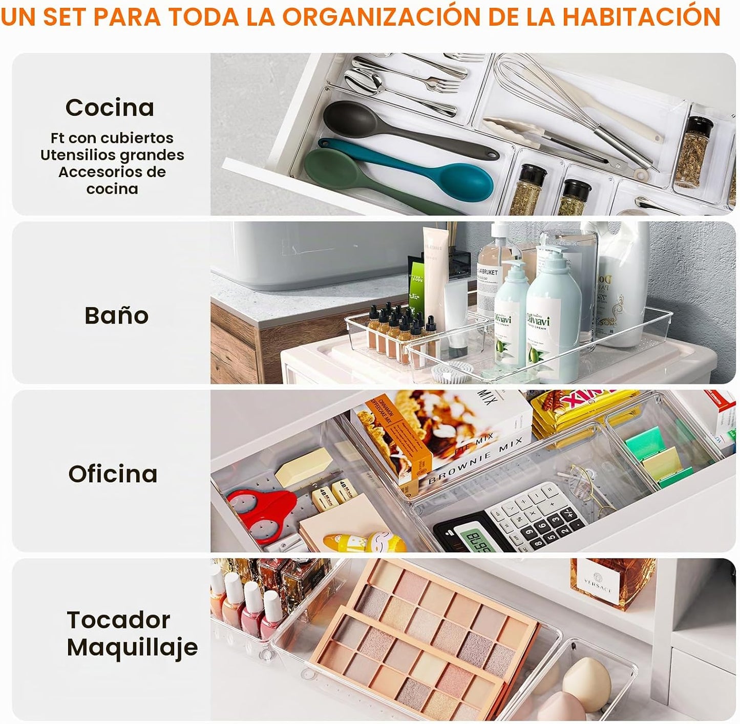 Criusia Paquete de 36 cubos organizadores grandes de plástico trans...