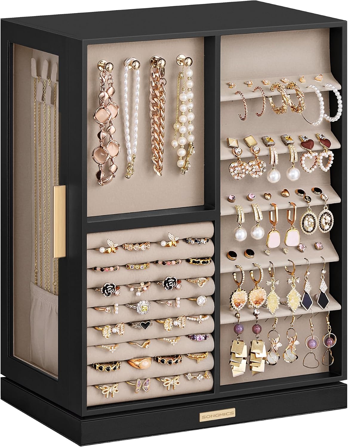 SONGMICS GISELLA Collection - Joyero giratorio de 360°, estuche de...