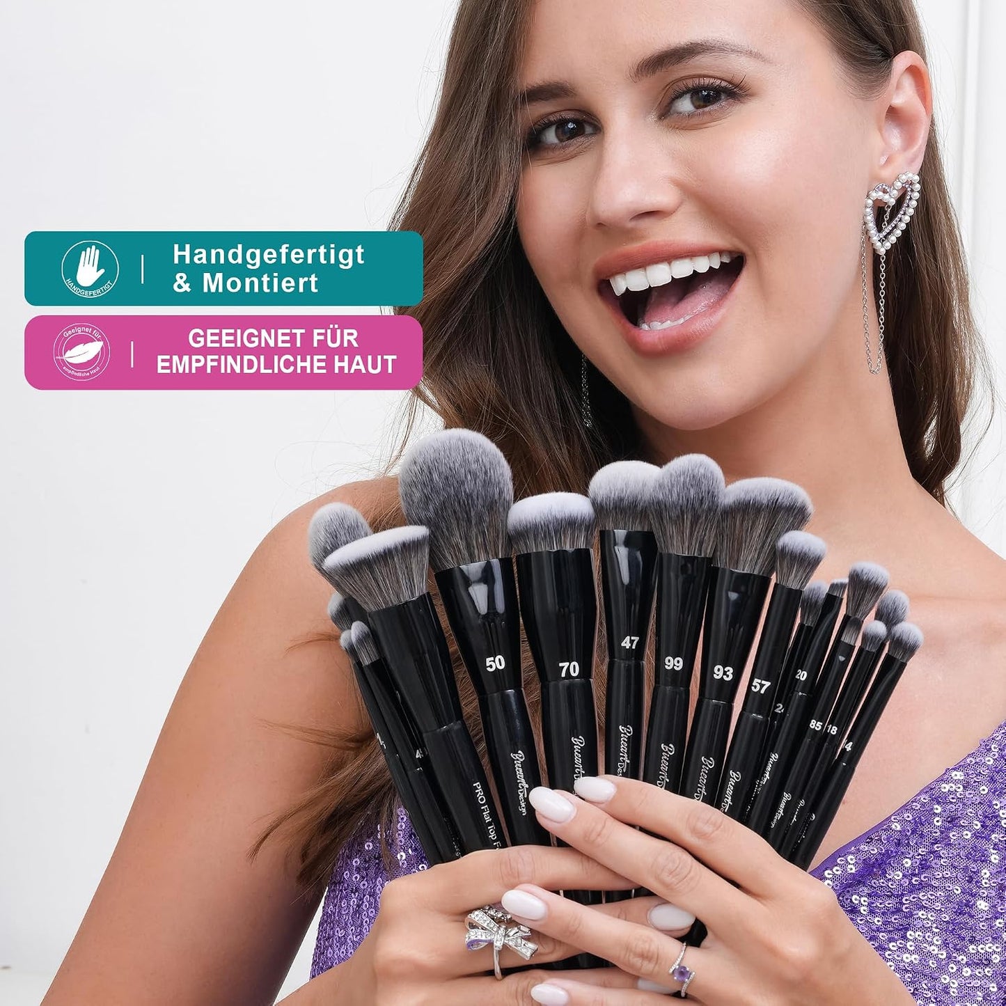 Bueart Design Juego de 19 Brochas de Maquillaje de Grado Profesiona...