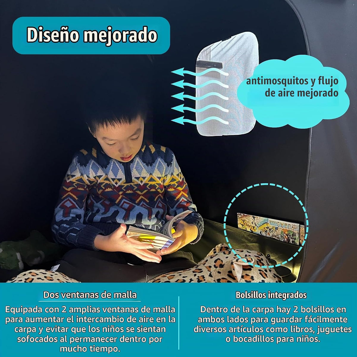 lukidoki Tienda de campaña sensorial para niños con autismo, TDAH,...