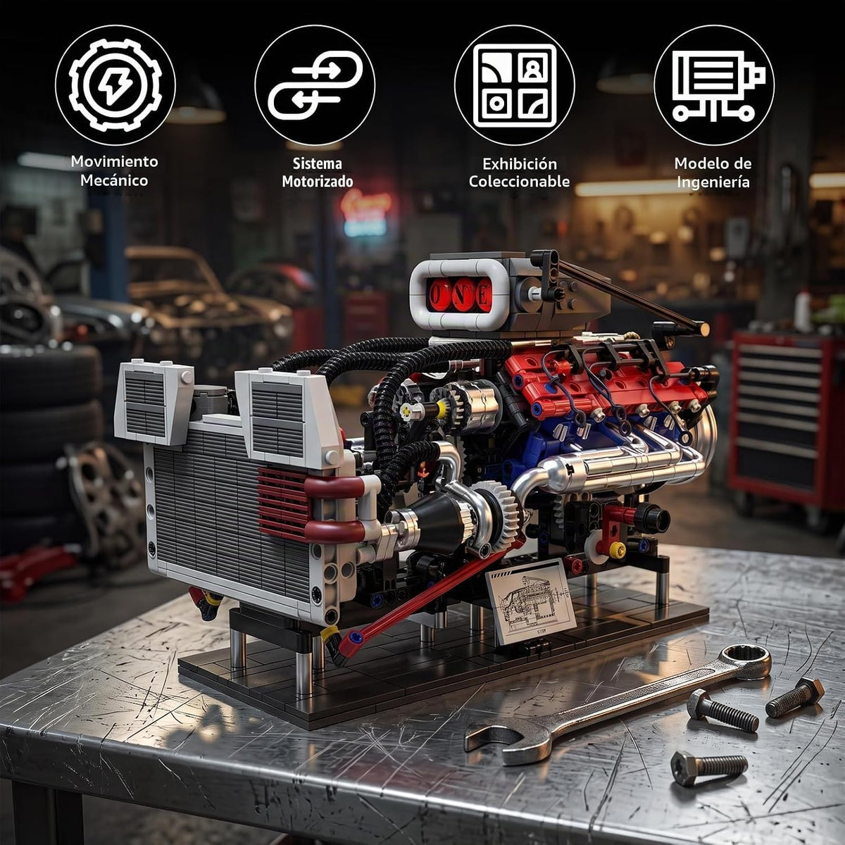 V8 - Juego de construcción de motor compatible con LEGO, kit de mod...