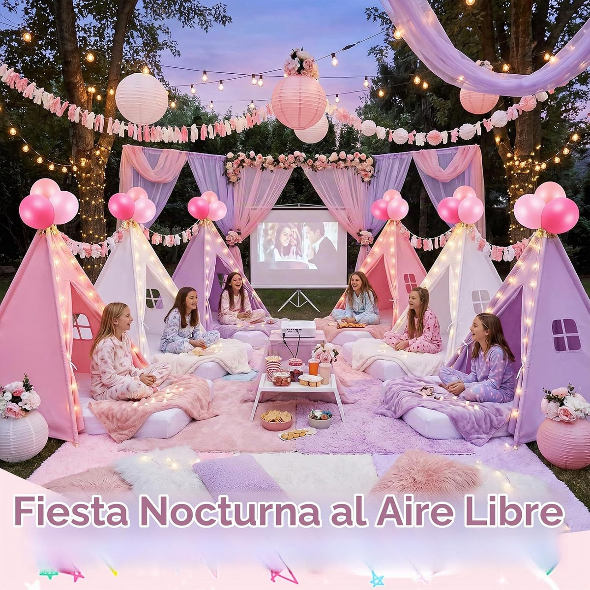 Paquete de 6 Tiendas Teepee para Fiestas de Pijamas para Niños a Gr...