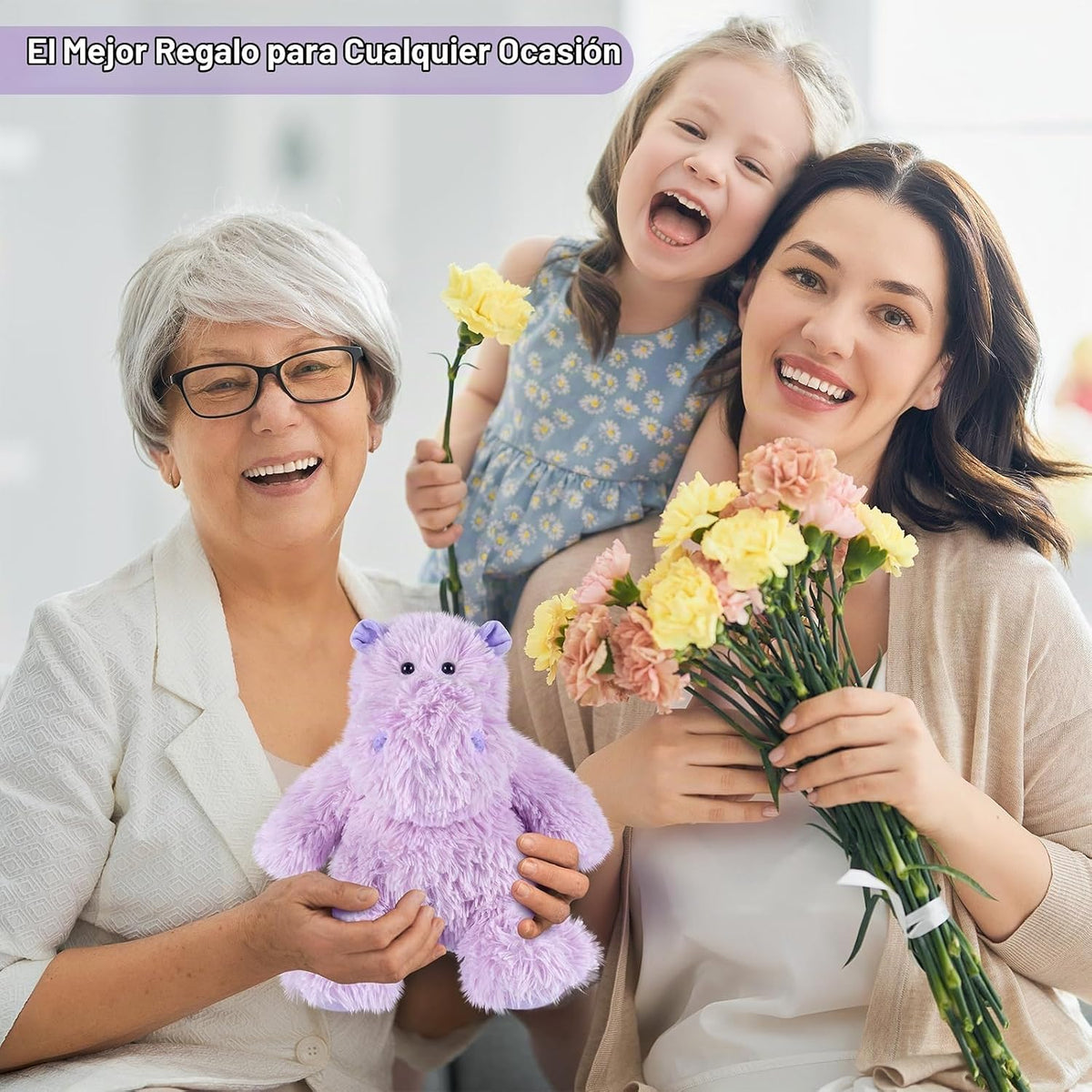 SuzziPals Hipopótamo púrpura de peluche, almohadillas térmicas para...