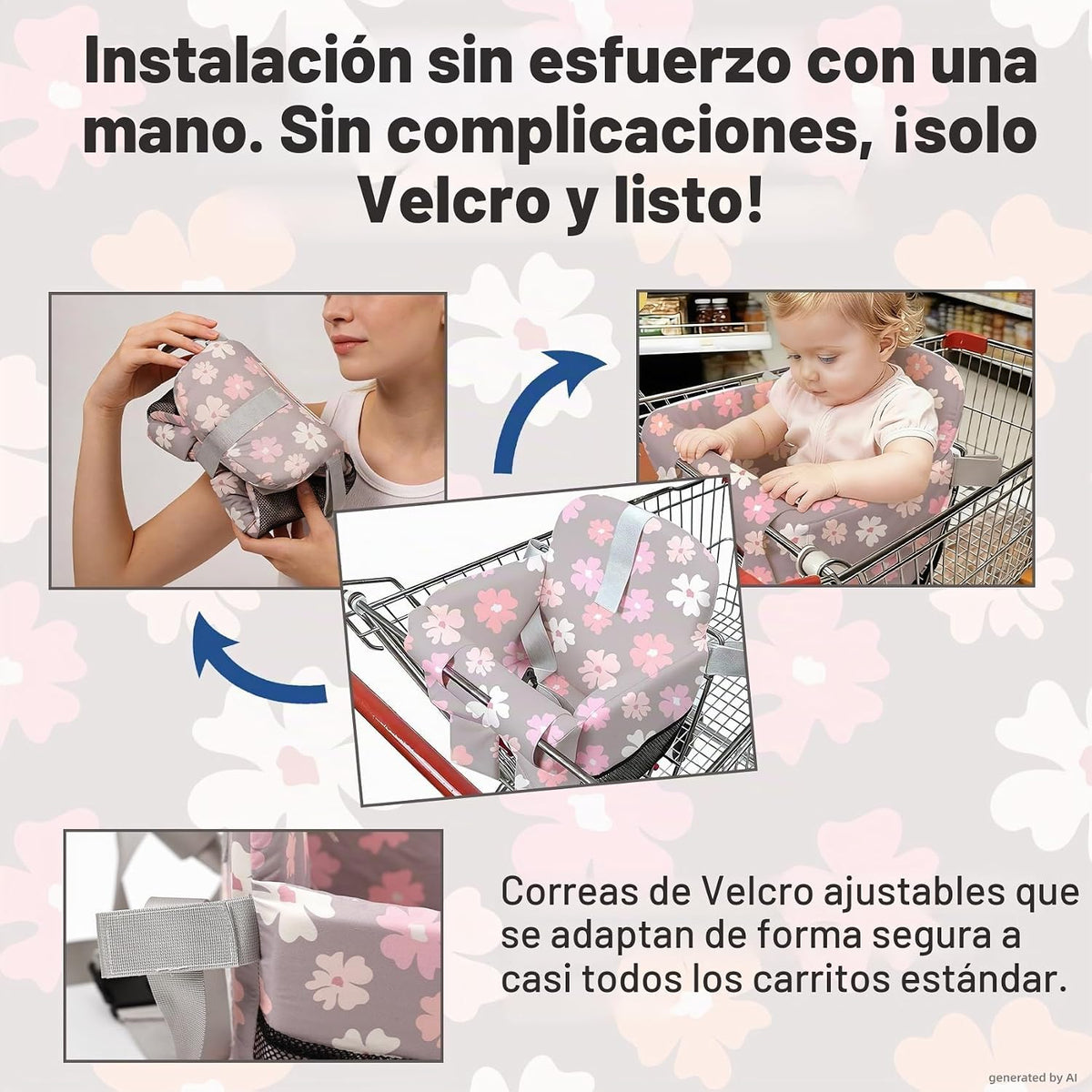 Funda acolchada para carrito de compras para bebés y niños pequeños...