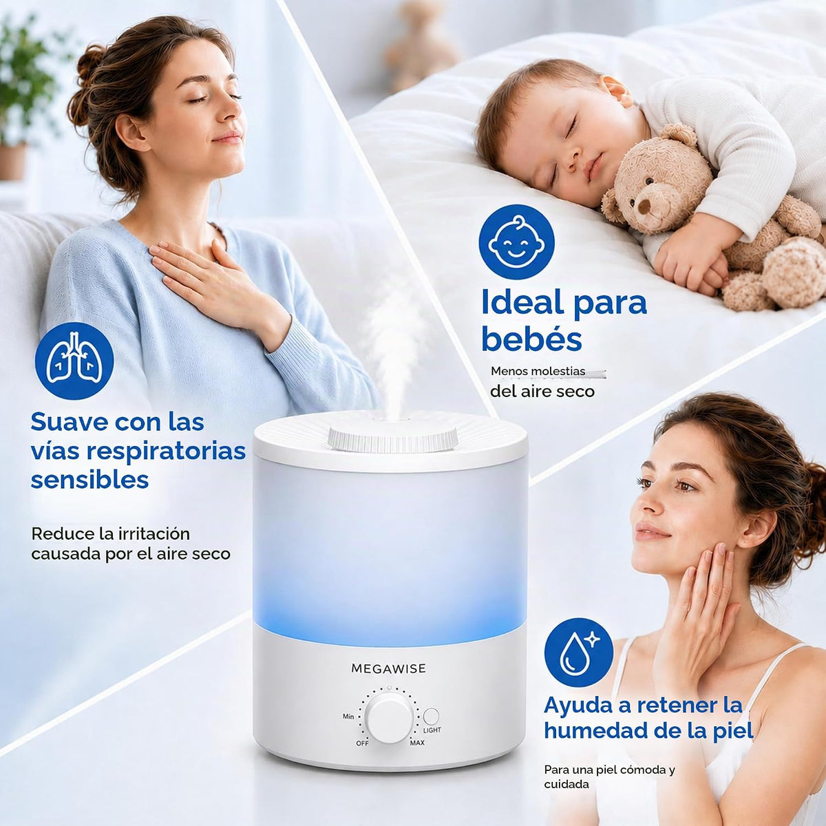 MegaWise Humidificador ultrasónico de niebla fría SK7620-1.5L de ca...