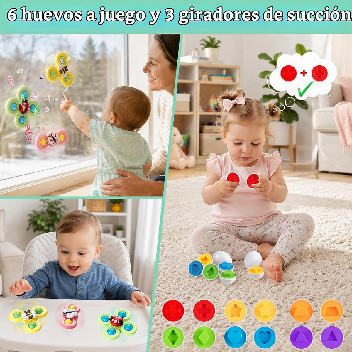 Plunack Montessori Toys - Juego de aprendizaje sensorial 6 en 1 | B...