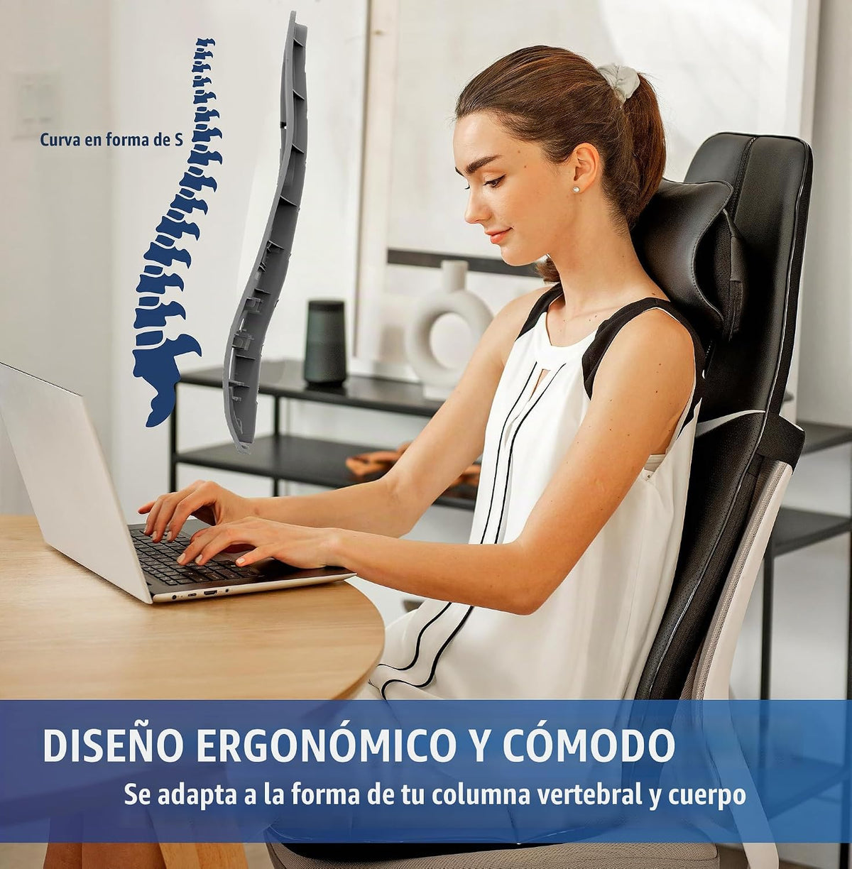 Zyllion Shiatsu Masajeador de cuello y espalda con calor para silla...