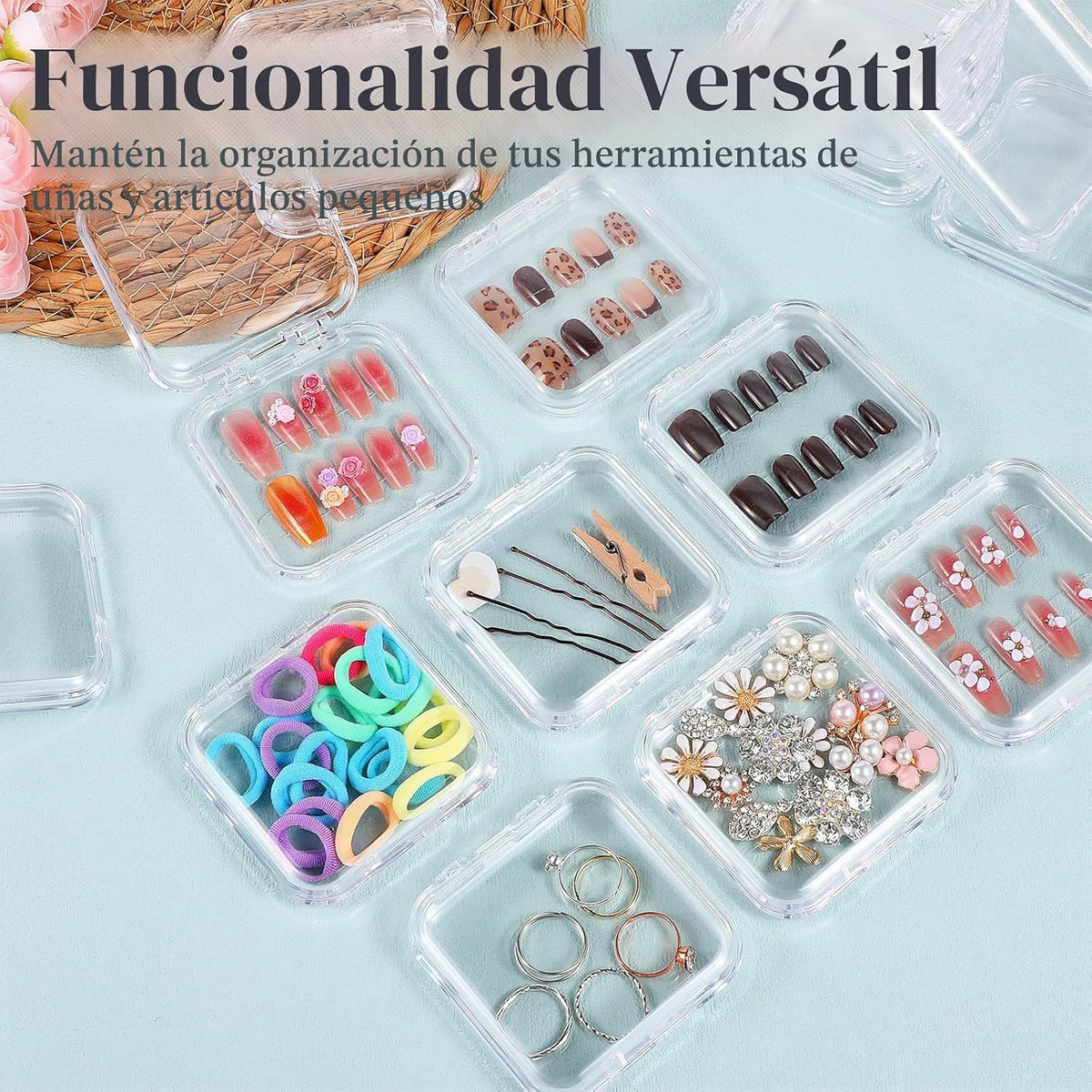 30 piezas de caja de uñas a presión, caja de almacenamiento de uñas...