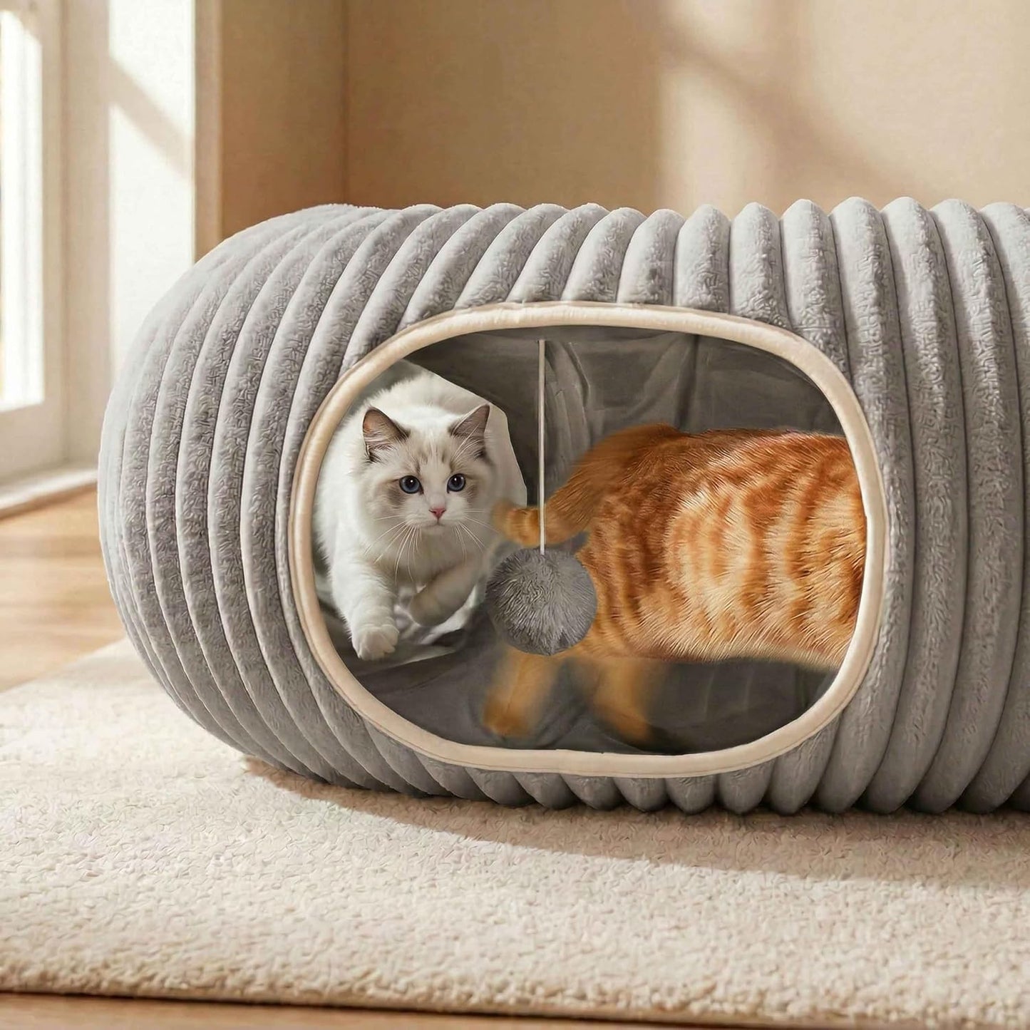 MOYMO Cama tipo Túnel para Gatos de Interior, Cama tipo Cueva de Ga...