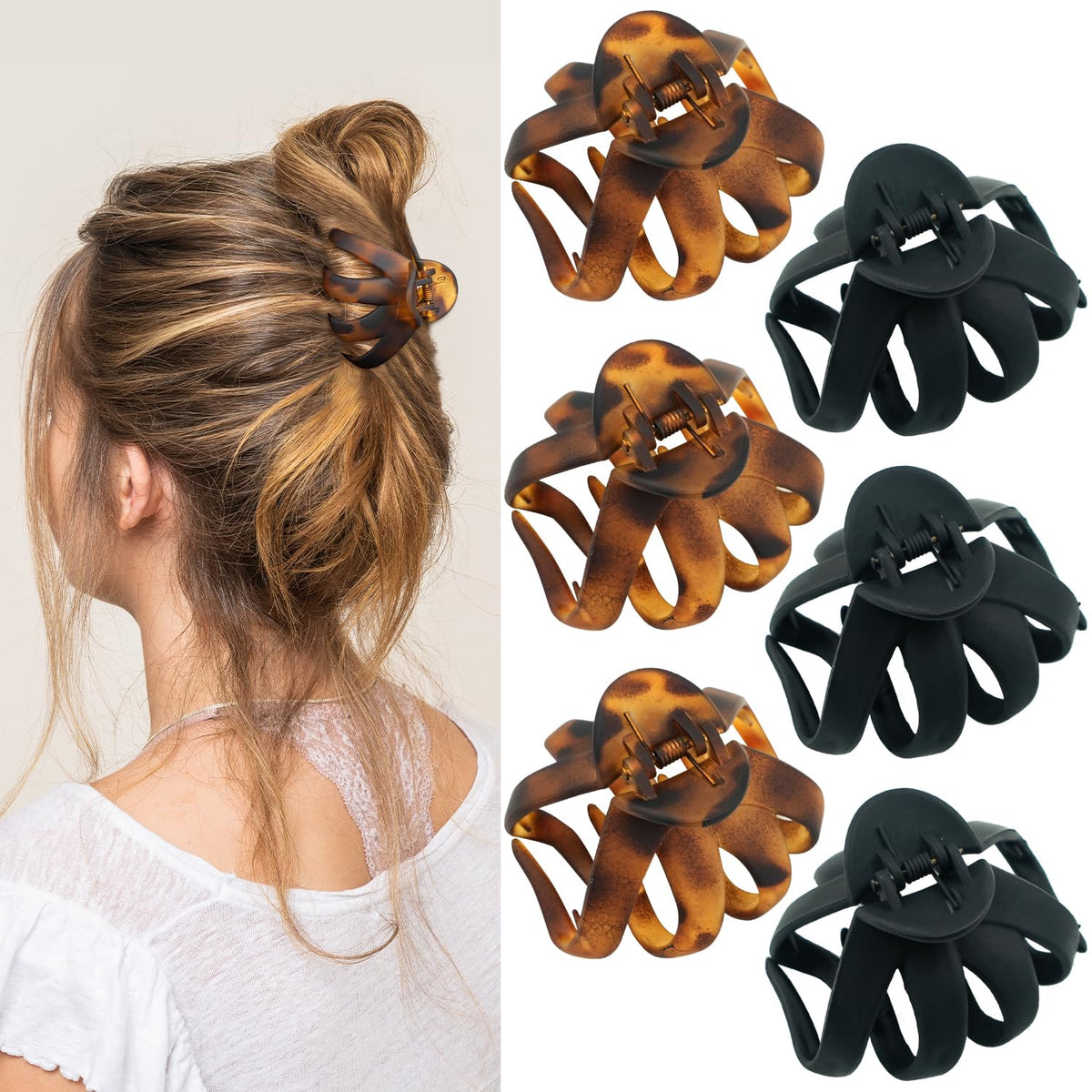 Pinzas de pelo de pulpo medianas de 2.8 pulgadas para mujer, pinzas...