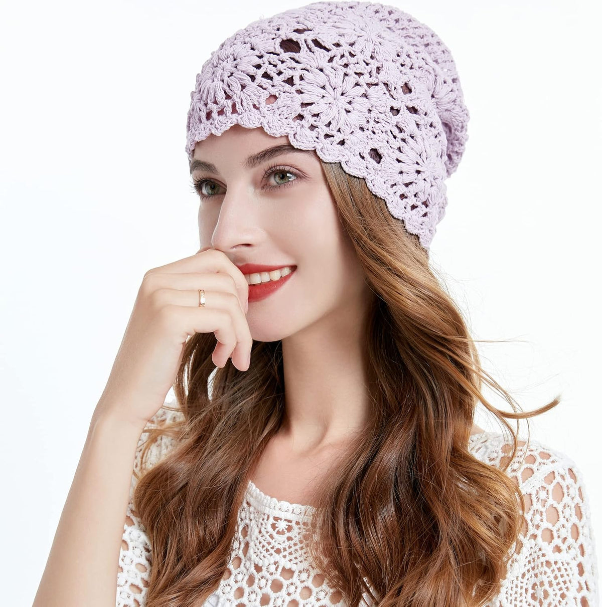 ZLYC Gorro Beanie Slouchy de Ganchillo de Algodón para Mujer Gorro...