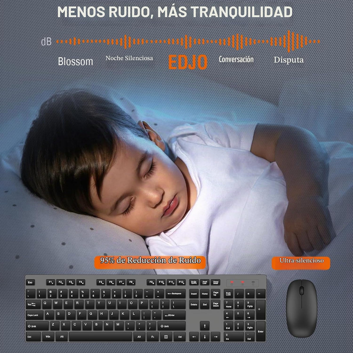 Combo de teclado y mouse inalámbrico, EDJO, teclado y mouse USB ina...