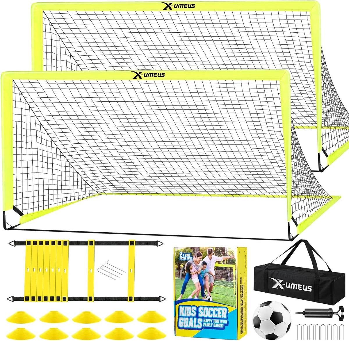 Porterías de fútbol para niños para patio trasero, juego de 2, 4 x...