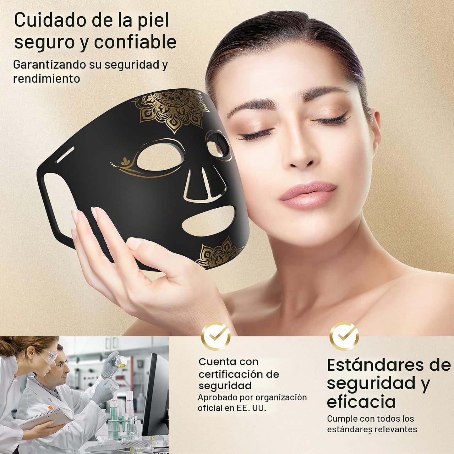 Máscara de terapia de luz roja para cara, 4 modos de terapia de luz...