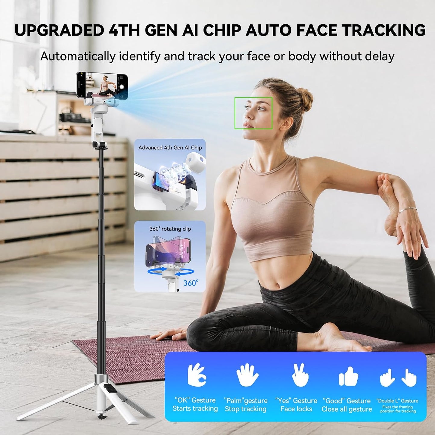 Trípode para selfie con seguimiento facial automático 2026 para iPh...