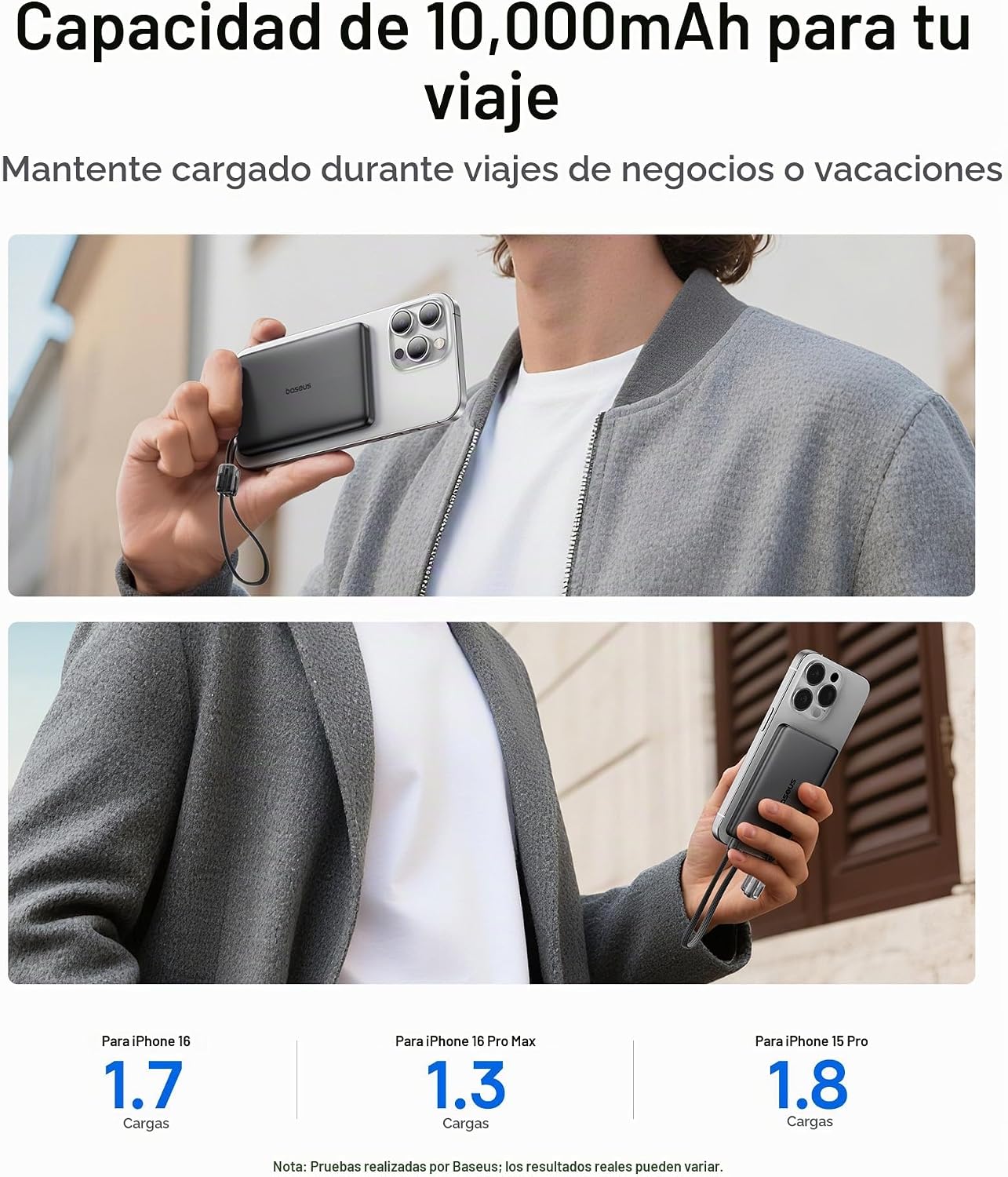 Baseus Picogo Qi2 - Cargador portátil Magsafe de 15 W, cargador por...