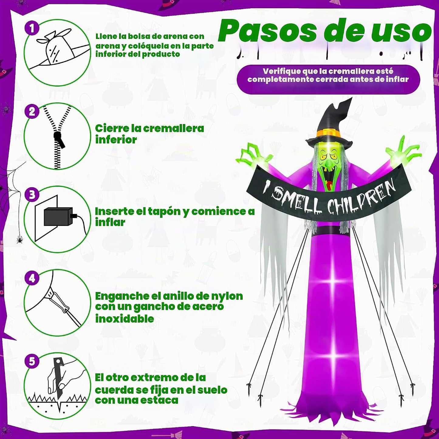 Inflables de Halloween para exteriores de 13 pies, decoración de pa...