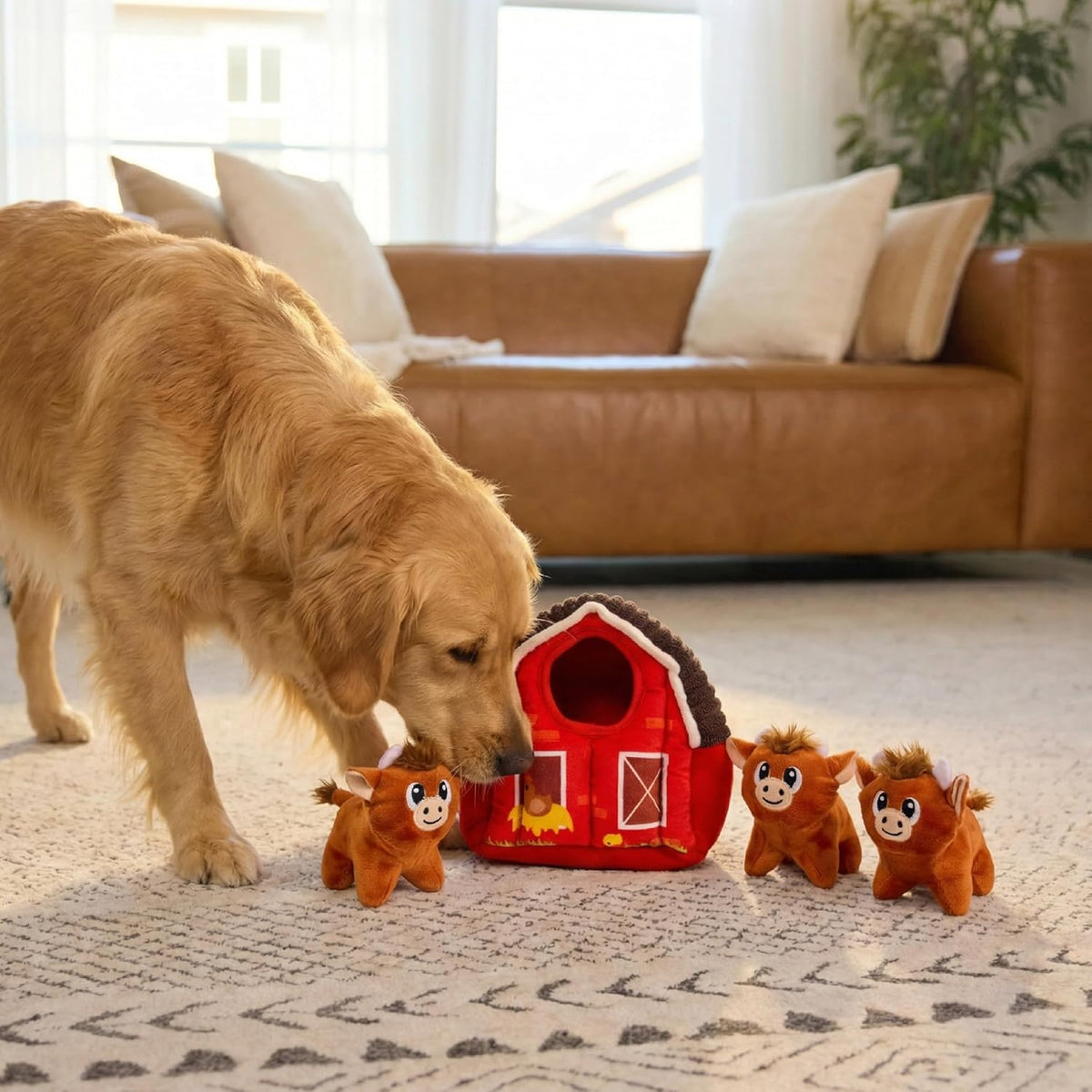 Outward Hound Hide-A-Cow - Juguete para perro, rompecabezas interac...