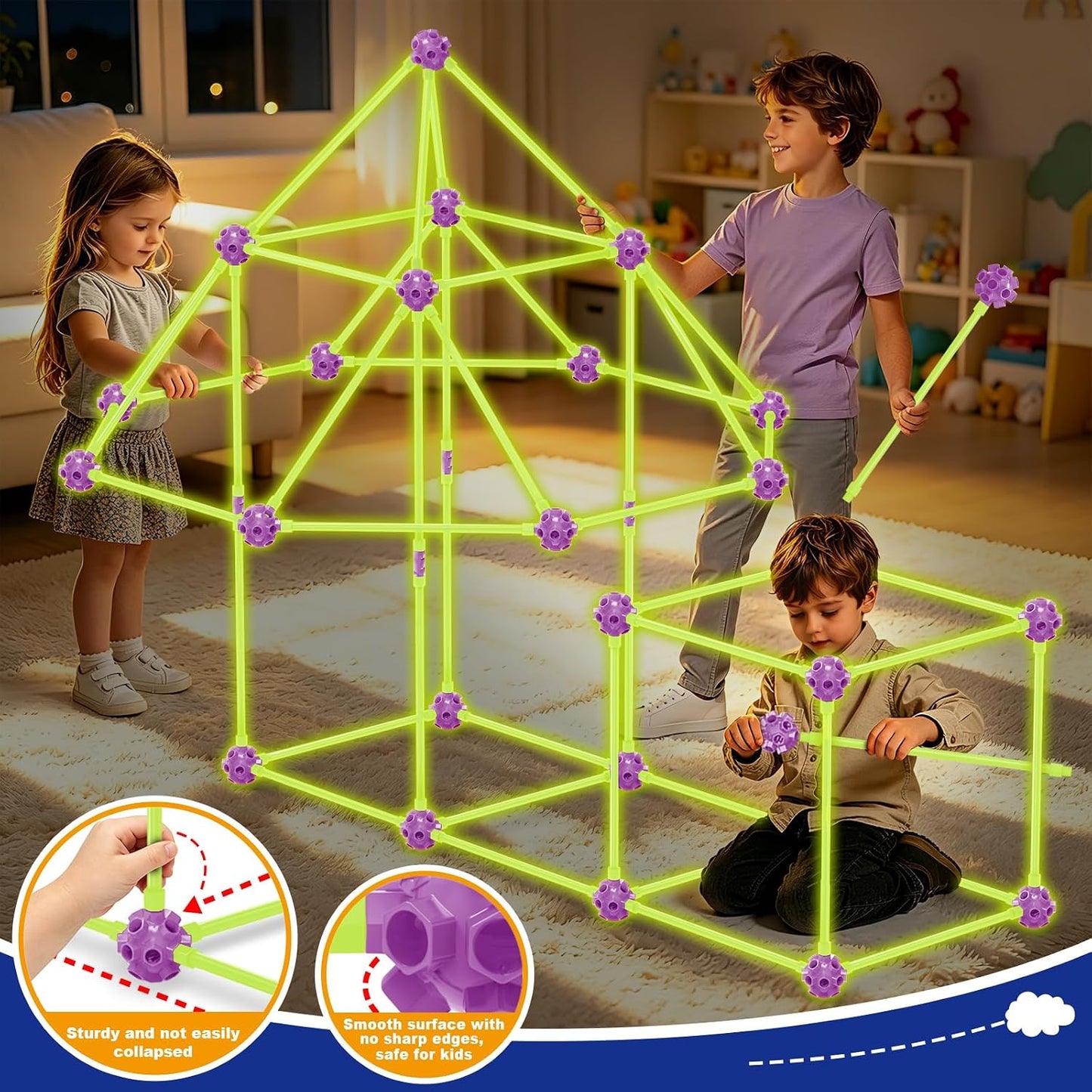KOSWAT Kit de construcción de fortaleza que brilla en la oscuridad...