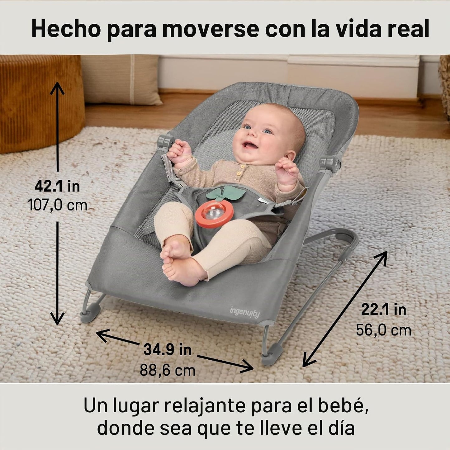 Ingenuity Stow &amp; Go - Portabebés plegable compacto, asiento por...