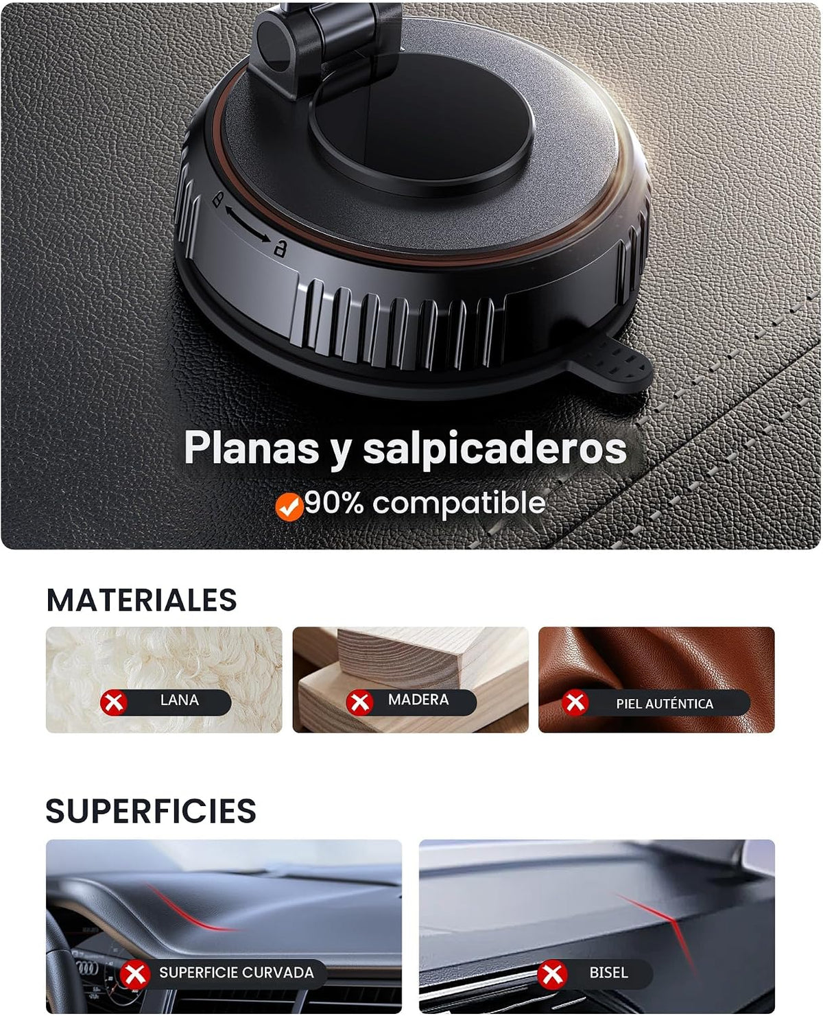 Miracase - Soporte de coche MagSafe [imán fuerte de 3800 gf y base...