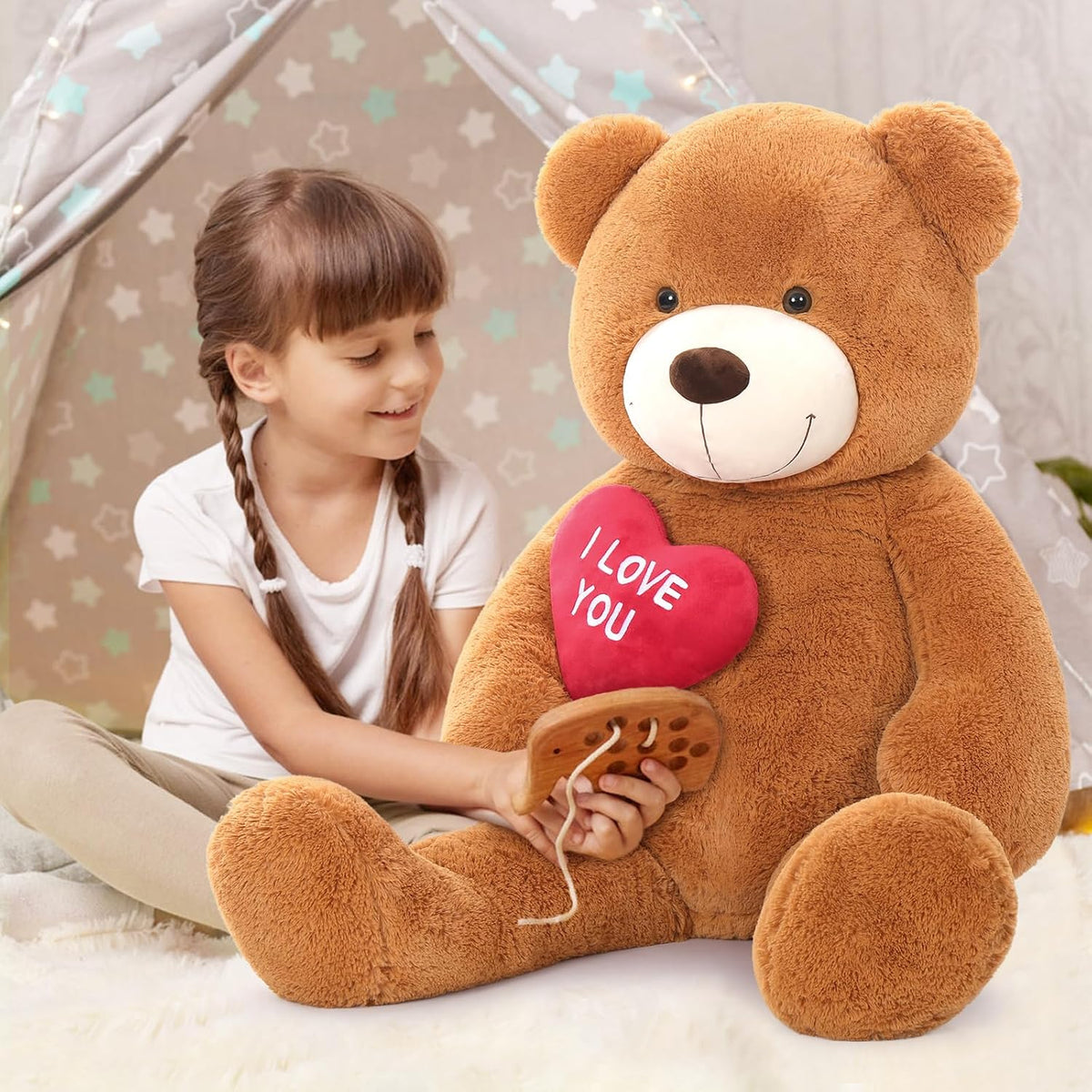 MaoGoLan Oso de peluche grande de 4.3 pies, peluche gigante de cora...
