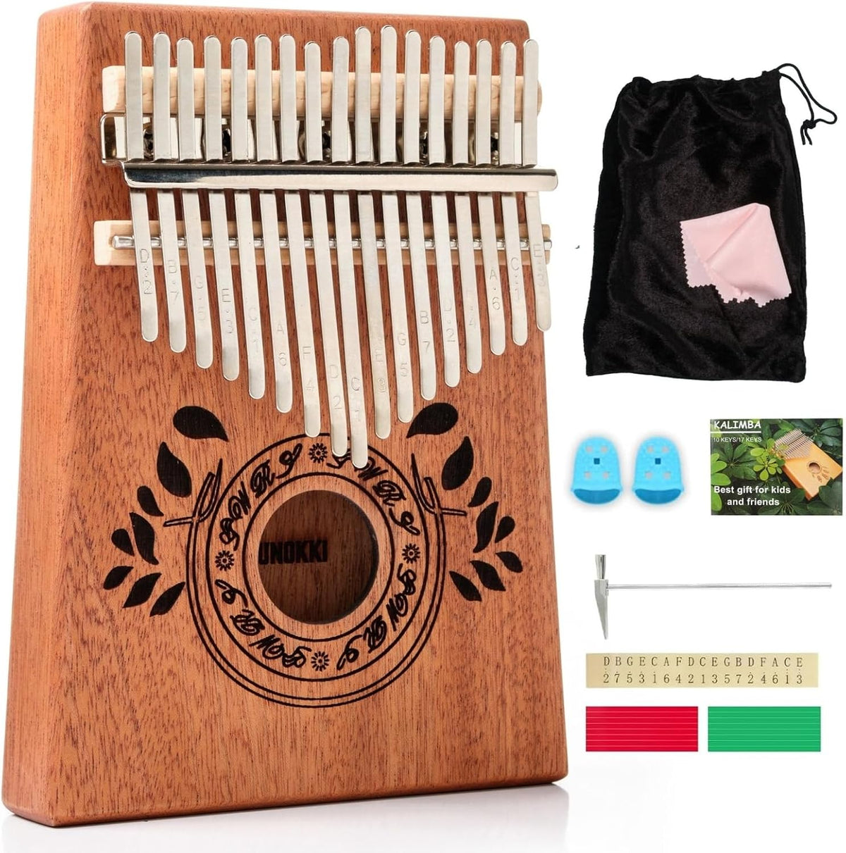 UNOKKI Kalimba - Piano de pulgar de 17 teclas, instrumento de caoba...