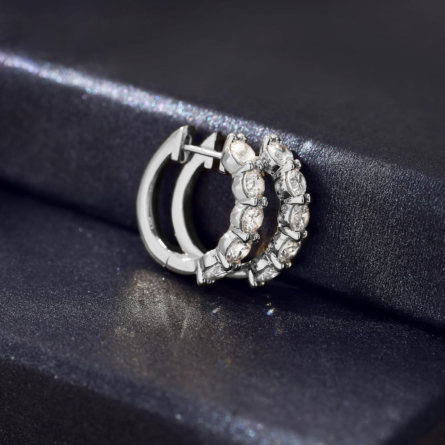 Aretes de aro de plata esterlina con circonita cúbica y aretes de o...