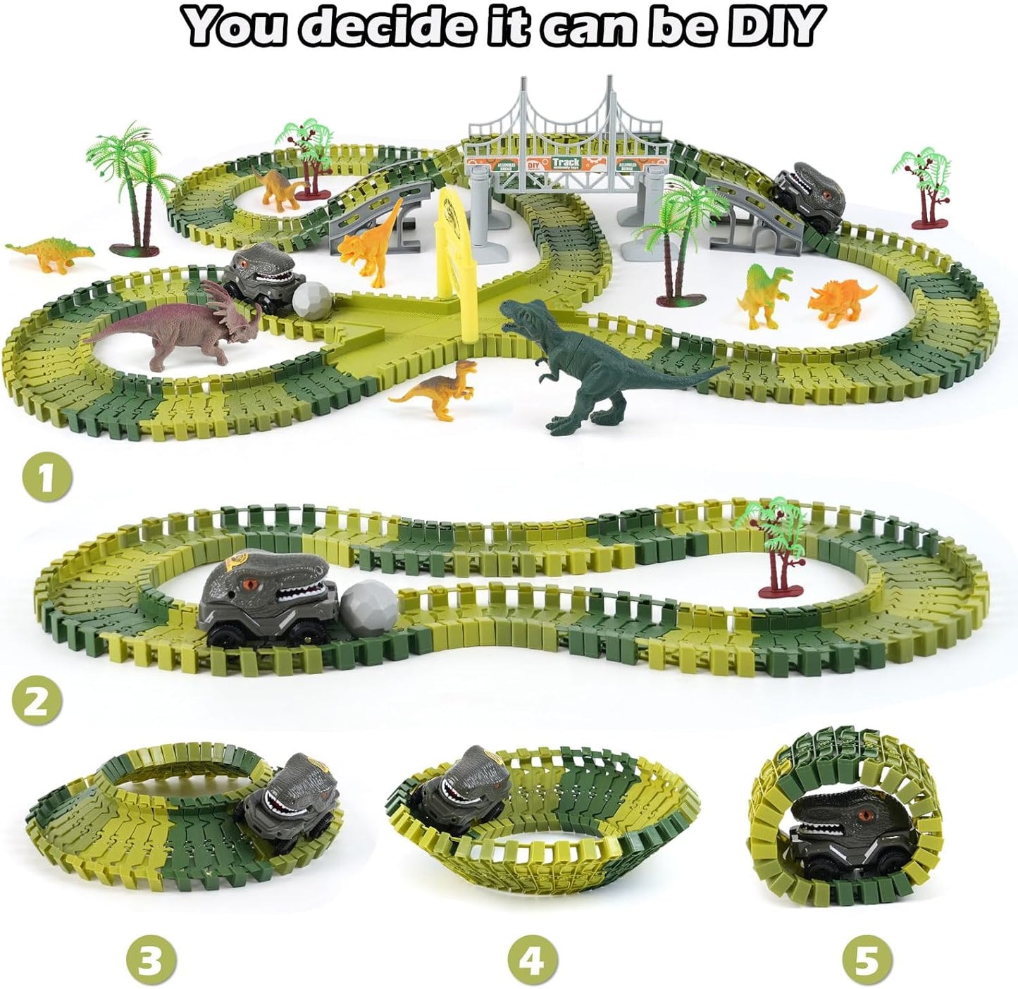 TGJH Juguetes de carreras de dinosaurios para niños, regalos de cum...