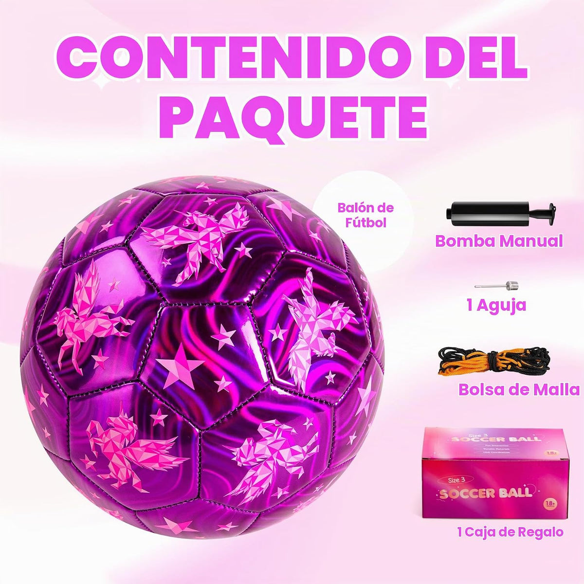 Balón de fútbol tamaño 4, tamaño 3, tamaño 2 con bomba desinflada,...