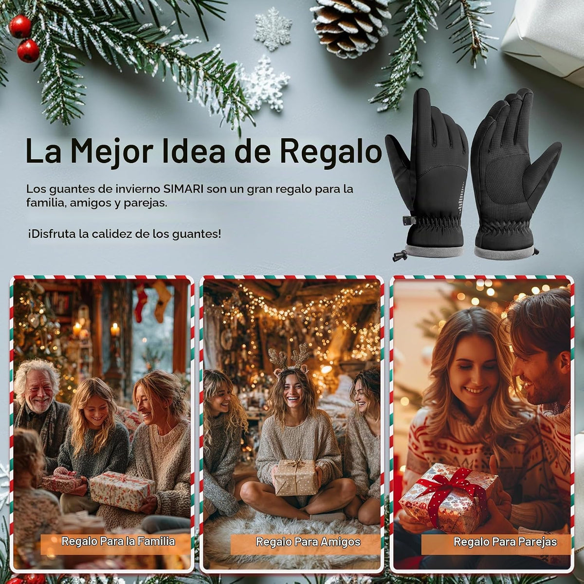Guantes de invierno impermeables y cálidos SIMARI con dedos táctile...