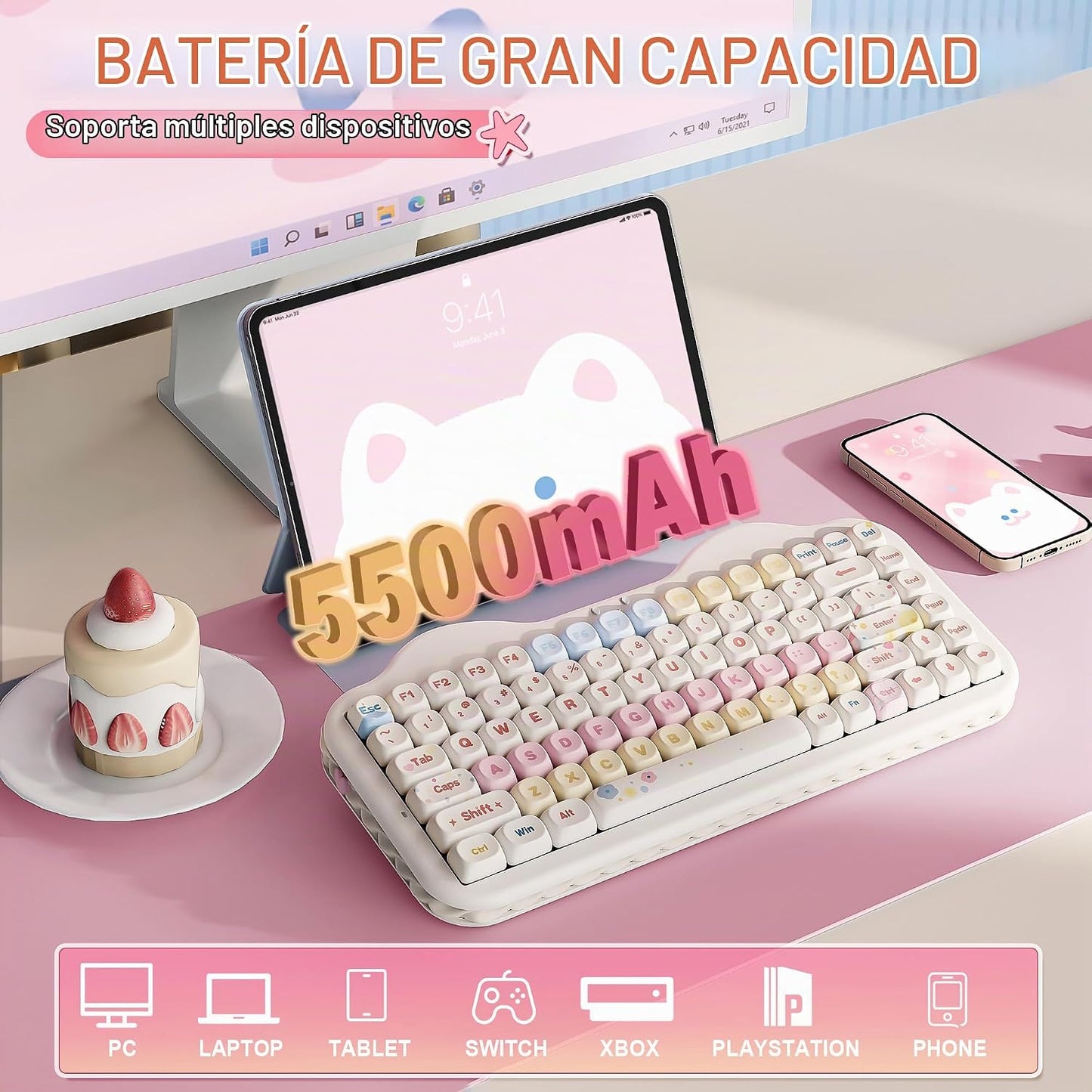 YUNZII Teclado Mecánico Inalámbrico C75, Diseño del 75%, NKRO Inter...