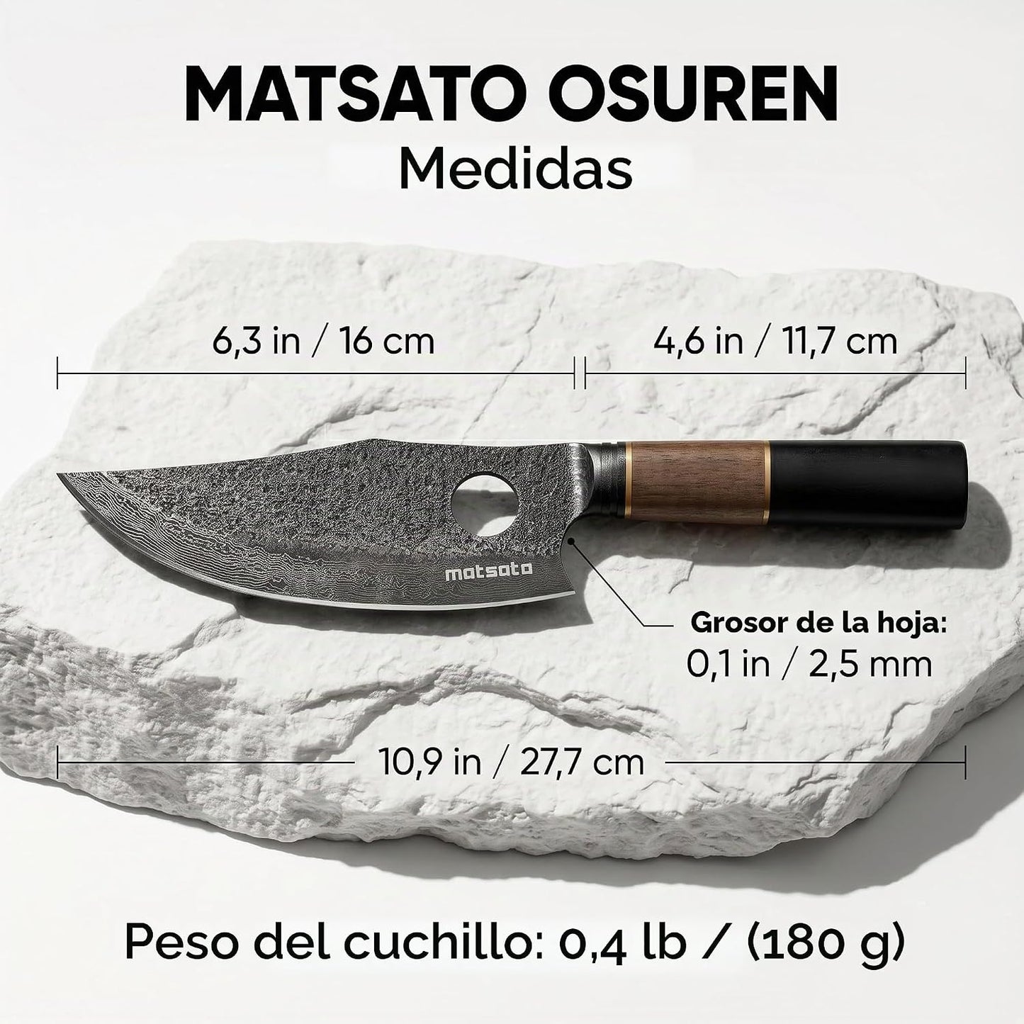 Matsato Nuevo cuchillo de chef Osuren 2026 de 6.3 pulgadas, acero |...