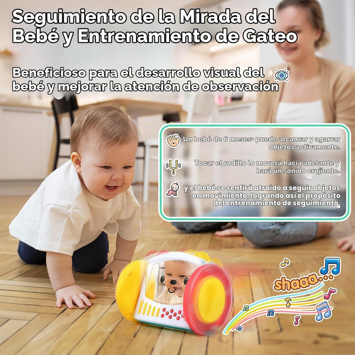PLAY Juguete de actividad de espejo para el tiempo boca abajo para...