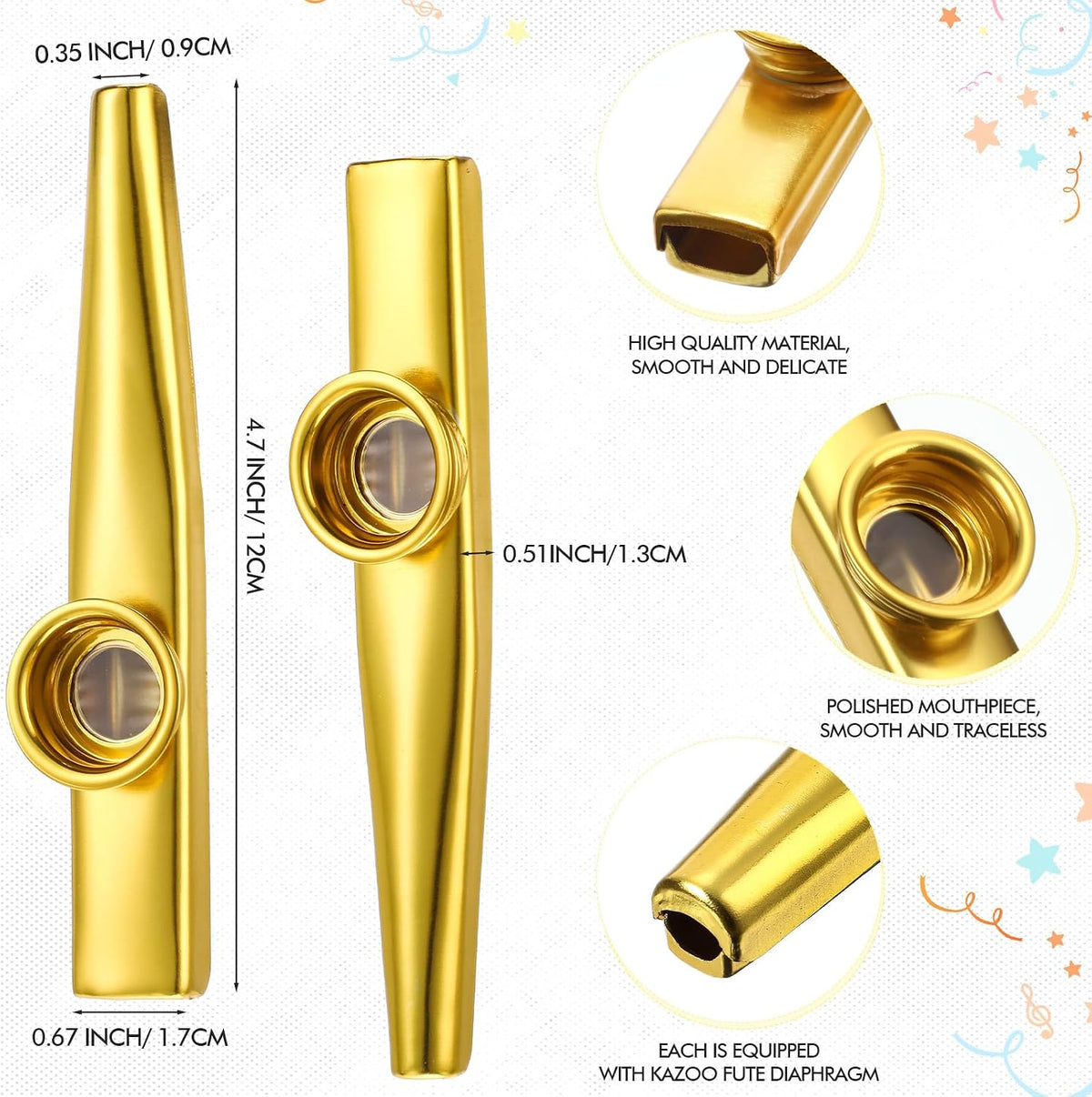 20 piezas de instrumentos musicales Kazoos de metal Kazoos de flaut...