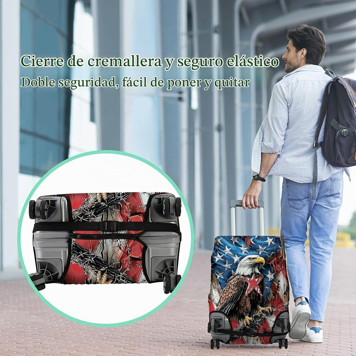 BWEGRHE Funda protectora de maleta más 1 etiqueta de equipaje adecu...