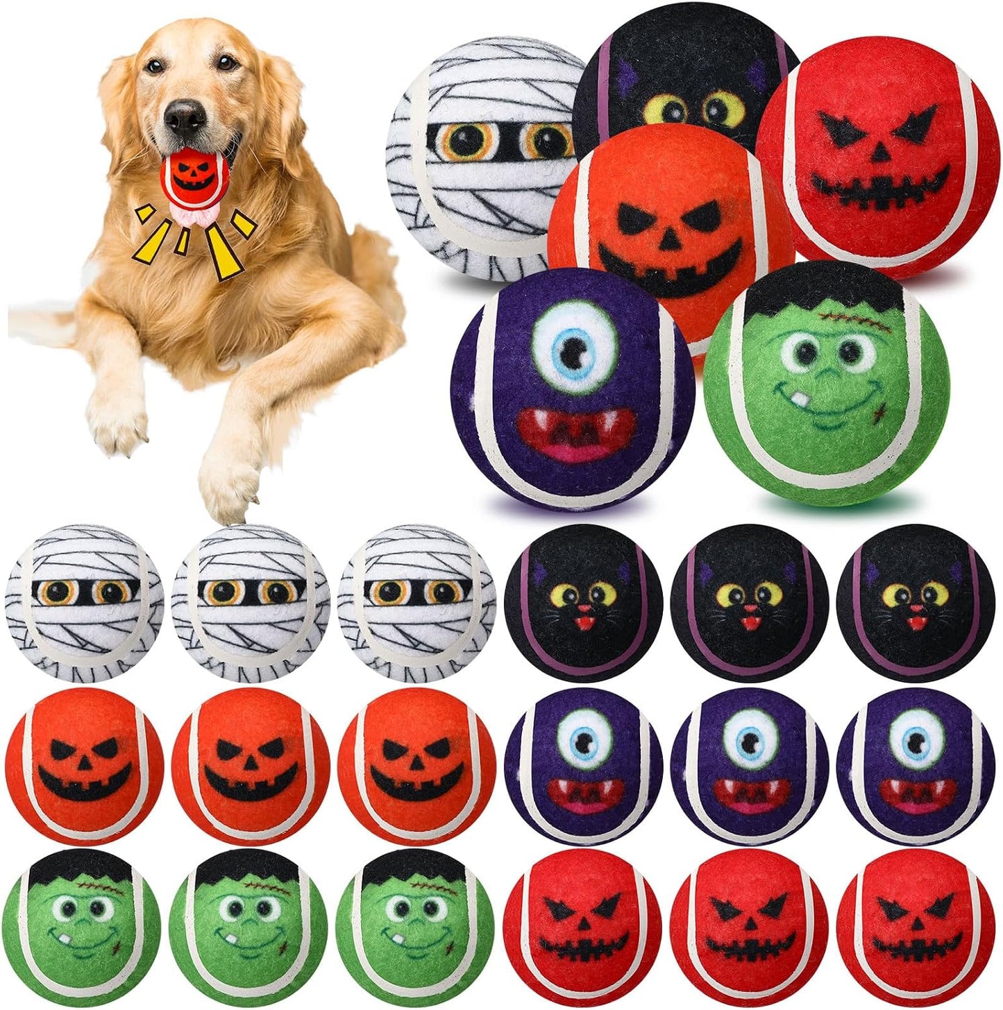 Civaner 18 juguetes de Halloween para perros a granel, pelotas de t...