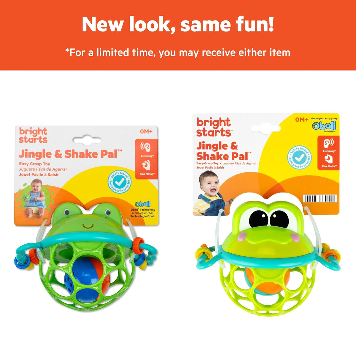 Oball Jingle &amp; Shake Pal de Bright Starts, sonajero de bebé de...