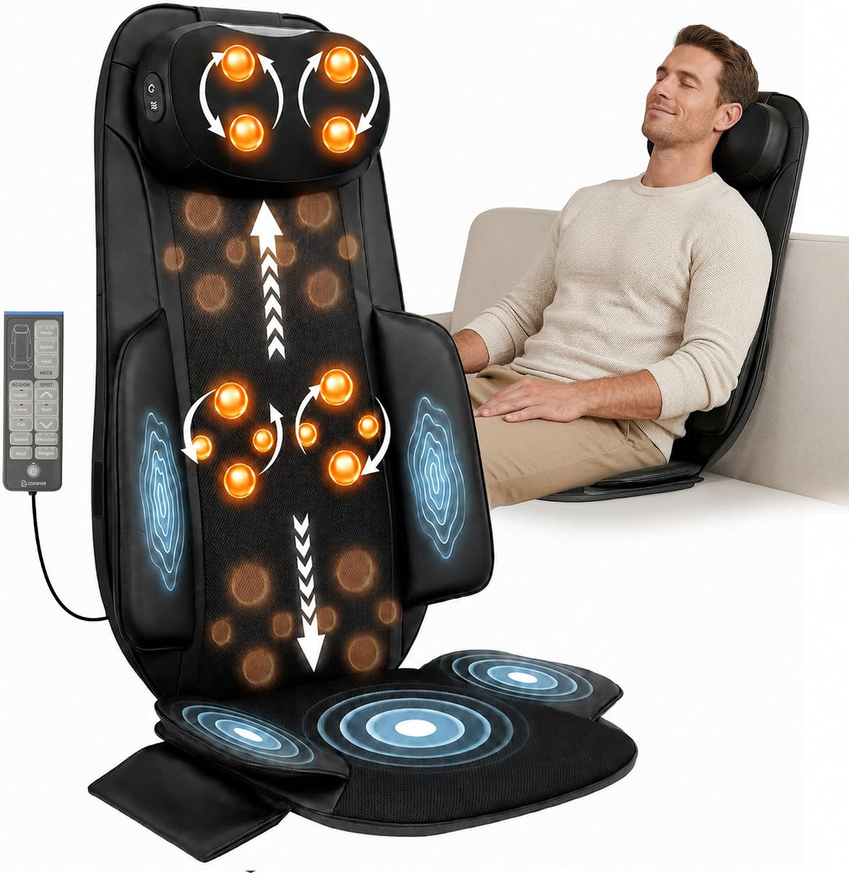 COMFIER Shiatsu Masajeador de cuello y espalda con calor de grafeno...