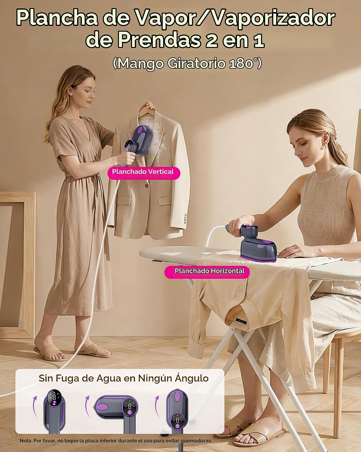 Vaporizador de viaje para ropa, vaporizador de ropa 2 en 1 de mano,...